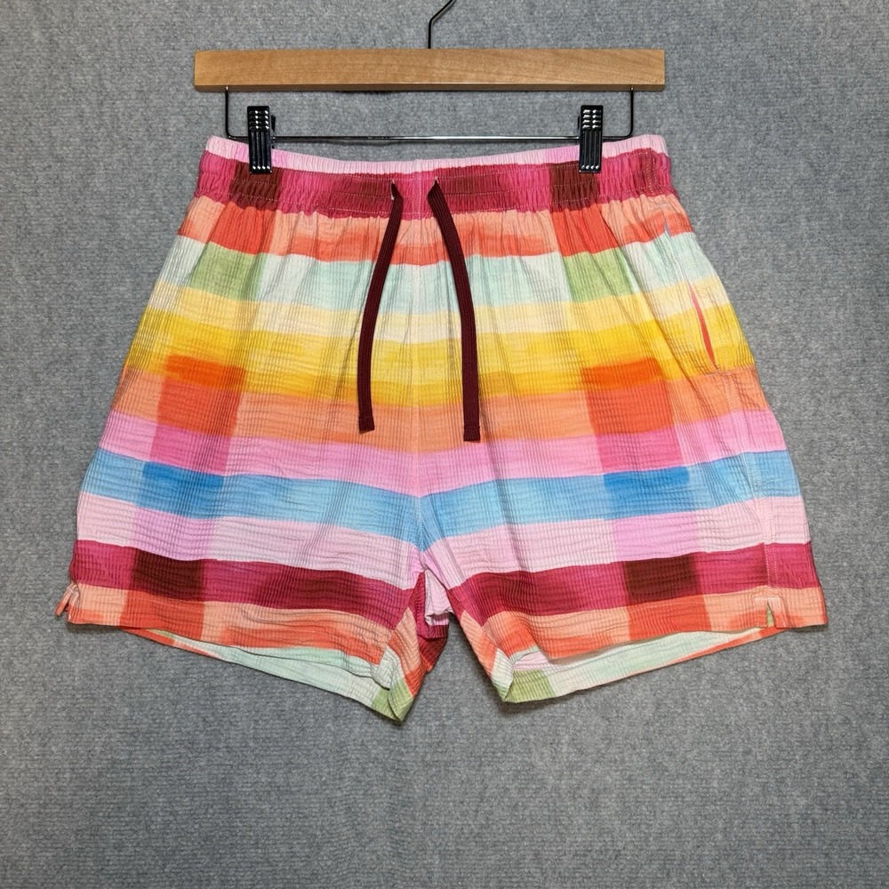 Blackbough Swim Trunks Mens Rainbow Medium Cozy Stretch Lined Seersucker Pride